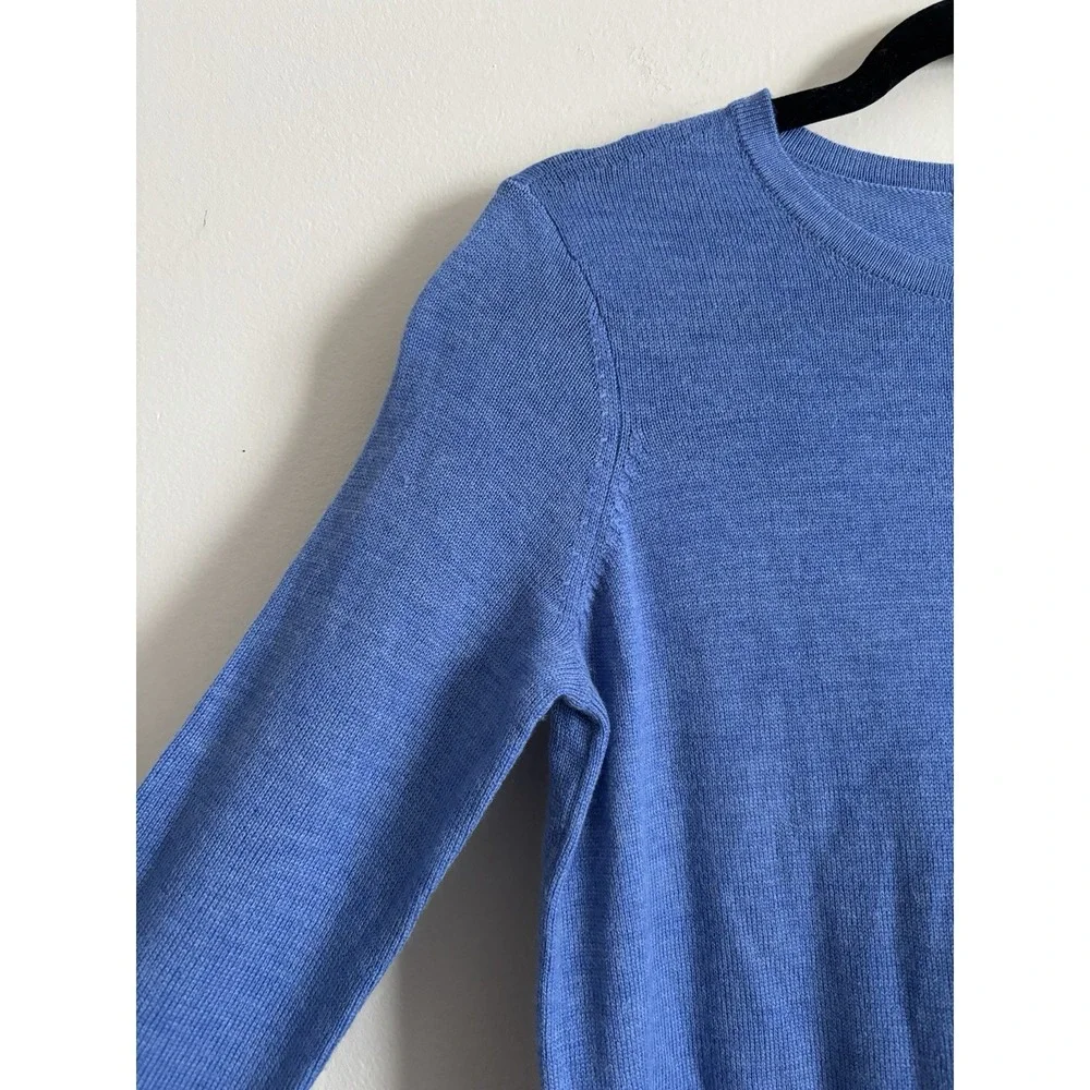EUC J. McLaughlin Womens XS 100%‎ Merino Wool Knit Sweater Ribbed Blue Preppy